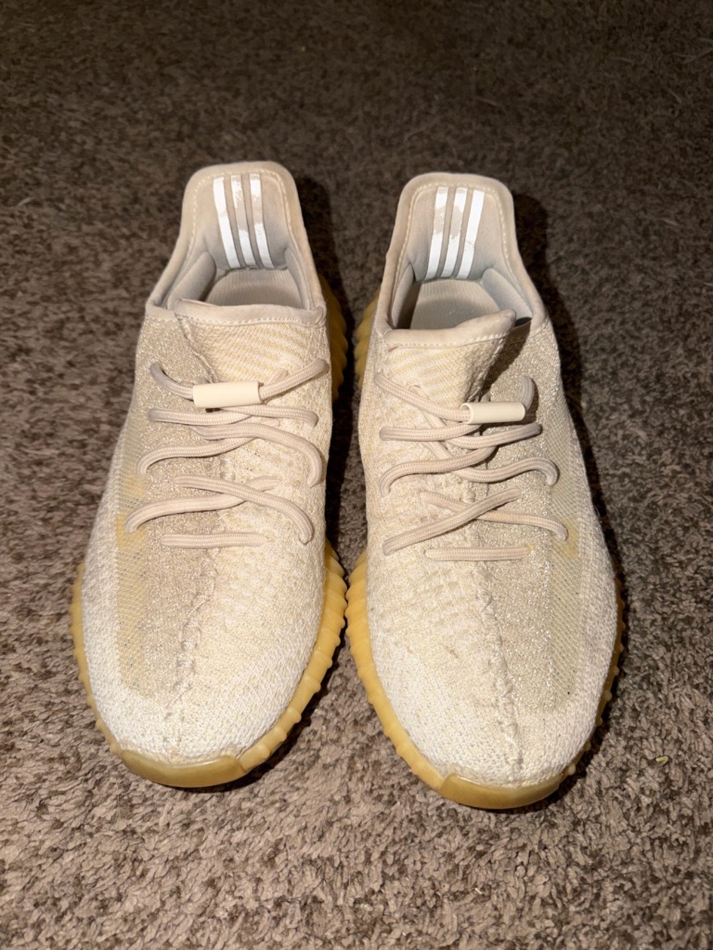 Cream Knit Yeezys with Gum Sole